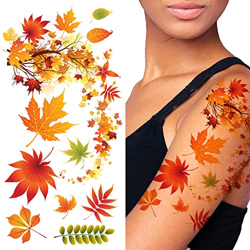 Tatuagens temporárias de flor e outono Speperb® tatuagens lindas coloridas