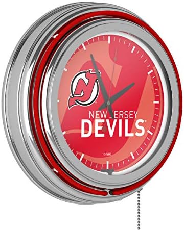 NHL Chrome Double Rectone de neon relógio - Watermark - New Jersey Devils