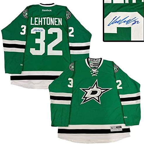 Kari Lehtonen assinou a Jersey Green Reebok - Jerseys Autografada da NHL