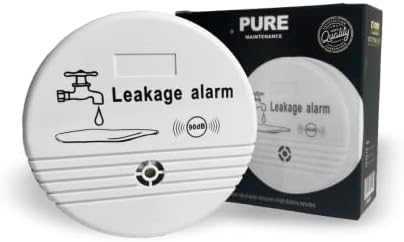 Pure Products Detector de vazamento de água - alarme do sensor de água com sirene de alerta de 90 decibel - Sistema de detecção de inundação sem fio - Monitor de transbordamento líquido operado por bateria para casa, porão, pia, tanque, piscina
