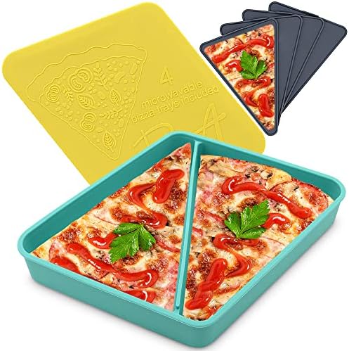 Contêiner de armazenamento de pizza de silicone, recipiente de fatia de pizza reutilizável com 2 compartimentos, caixa de armazenamento