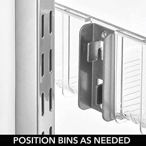 Mdesign Plástico Montagem de parede com barras de penduramento de metal - caixas reposicionáveis ​​- para armazenamento e organização