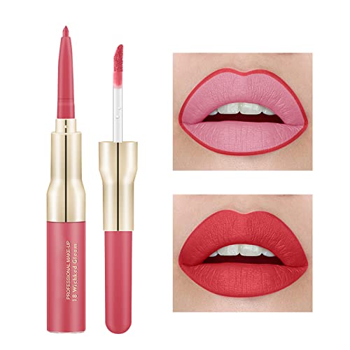 Champagne Lip Gloss Double Double Lipstick Lip Liner Lipstick com maquiagem labial Velvet Longa Longa Pigmento Alto Pigmento Nude