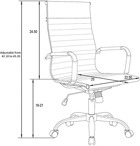 Leisuremod Harris moderno ajustável Office Executivo Cadeira de Tarefa de zagueiro de zagueiro Cadeira de escritório
