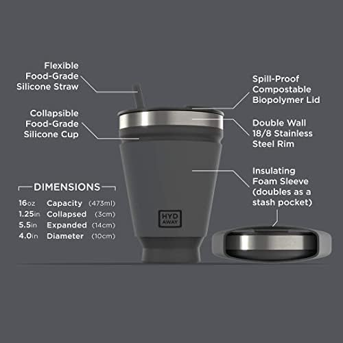 Tumbler de bebida colapsível hydaway | Portátil, isolado, quente e frio, copo para café, chá, smoothies, cerveja,