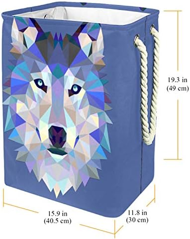 Mapolo Laundry Tester Wolf Hipster Cesto de armazenamento de lavanderia dobrável com alças parênteses destacáveis ​​bem segurando à prova d'água para a organização de brinquedos para roupas no quarto da lavanderia