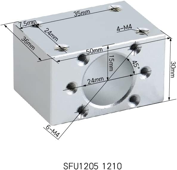 1PC Conjunto 1204 Suporte de porca de porca de porca para RM/SFU1204 parafuso de esfera de 12 mm de porca de bola de 12 mm de