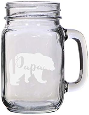 Pais Bear Espaço Negativo Texto Silhueta Gravada Gravada Grava de 16 onças Jar Jar Caneca de vidro para o laser de chá de