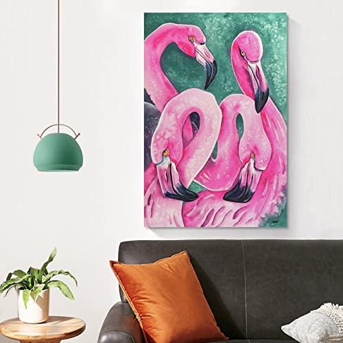 Hdydjs flamingo aquarela Poster Canvas Posters de pintura e impressões de arte de arte de parede para decoração de quarto da sala 16x24inch
