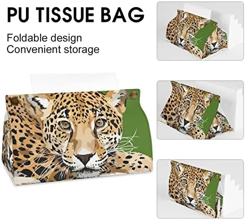 Titular de tecidos leopardo Organizador retangular de guardanapo para cômoda de bancada