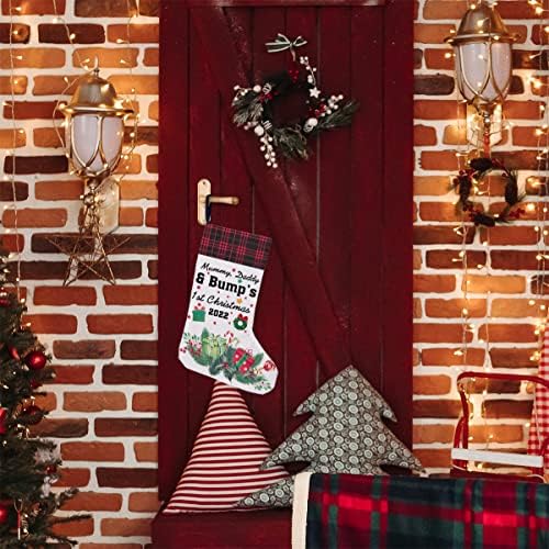 Gaicaak Family turlap meias de natal, papai de mamãe e bump 1º Natal 2022 meia de Natal para decorações de festas de natal de férias de lareira