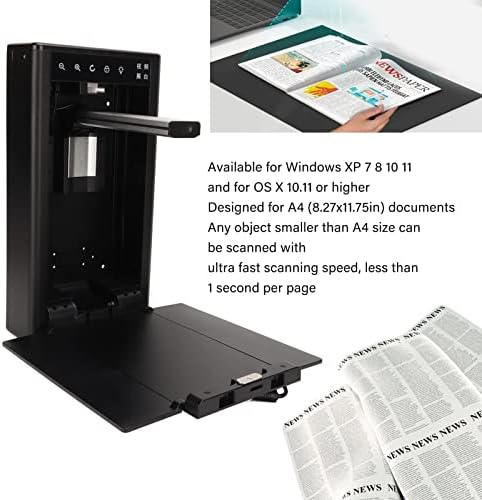 Scanner de livros e documentos, scanner de livros USB 8MP, Capture A4 e menor que A4, dobrável e portátil, escala livre,