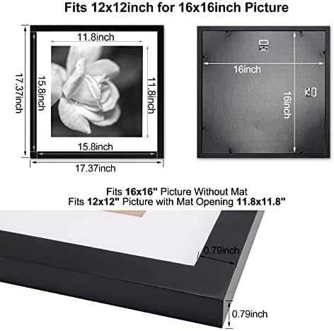 RESLY 16x16 quadros de imagem preto emaranhado 12x12 moldura de foto de madeira de madeira para suspenso de parede