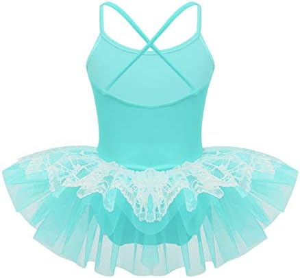 Tiaobug Kids Girls Straps dança de balé de ginástica collant doluard tutu vestido de renda em camadas saia