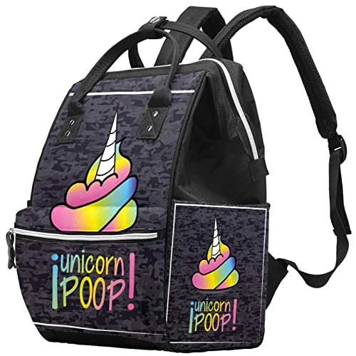 Unicorn Poop engraçado bolsas de fraldas Backpack Mummy Backpack de grande capacidade Bolsa de enfermagem Bolsa de viagem para