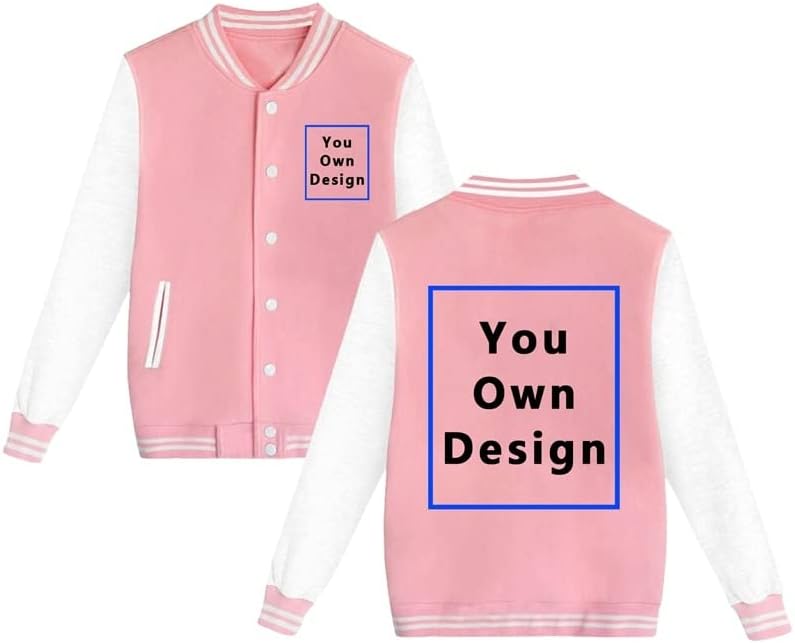 Dengww Padrão e texto personalizáveis ​​da moda unissex Varsity Jacket Causal Slim Fit Cotton Bomber Jackets