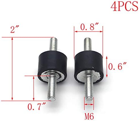 My Mironey 4-Pack 20 x 15mm Isolador de borracha Mount Chofces With M6 x 18mm Studs