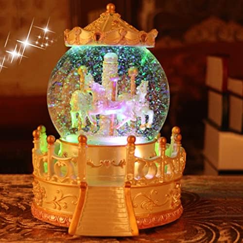 Hmggdd Carousel Crystal Ball Box Box Decorações Fantasia Flutuante Snow Octave Box Girl Birthday Gift Christmas