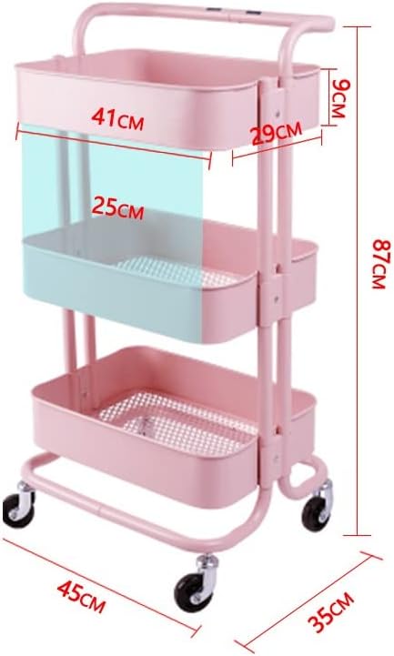 BHVXW 3 rack de armazenamento de camada com 4 rodas para casa de cozinha de cozinha de cozinha quarto quarto de armazenamento