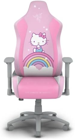 Razer Iskur x Cadeira de jogos ergonômicos: Projetado para jogos hardcore - couro sintético de várias camadas - almofadas espumosas de alta densidade - apoios de braços 2D - corpo reforçado com aço - Hello Kitty & Friends Edition