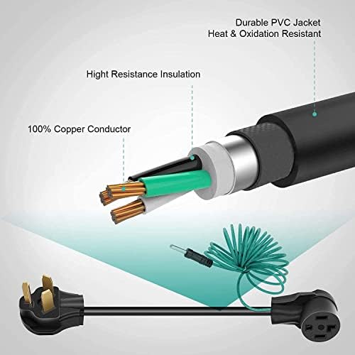 EversImplexEnc 4 Prong a 3 Adaptador de plugue de secador de ponta com fio verde de terra, conecta uma nova fêmea secadora