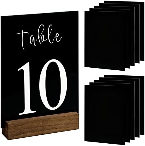 Número de tabela de acrílico em branco do sinal de acrílico preto de 5x7 polegadas | Pacote de 10 pacote de pacote preto de 5x7 Folha de acrílico com 1/8 de polegada para números de mesa, sinais de casamento e projetos de bricolage