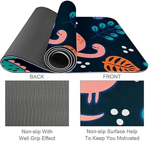 Yoga Mat 72 x 24 Dinosaur Pattern Padrão azul Eco Friendly Non Slip Fitness Exercition tapete para pilates e exercícios de piso