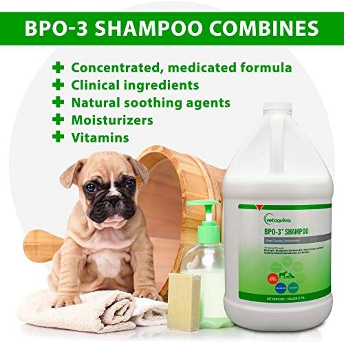 VETOQUINOL BPO-3 Shampoo para cães, gatos e cavalos-128 onças-Limpeza profunda, shampoo medicamentoso abre e descarrega folículos