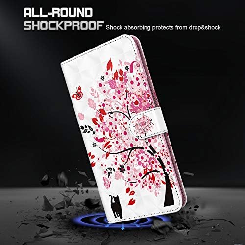 Ysnzaq Samsung Galaxy A03S Caixa de telefone da carteira, capa de kickstand de couro de pintura em 3D com fivela magnética e caça aos slots de cartão de crédito para samsung Galaxy A03s yxch yxch Red Tree
