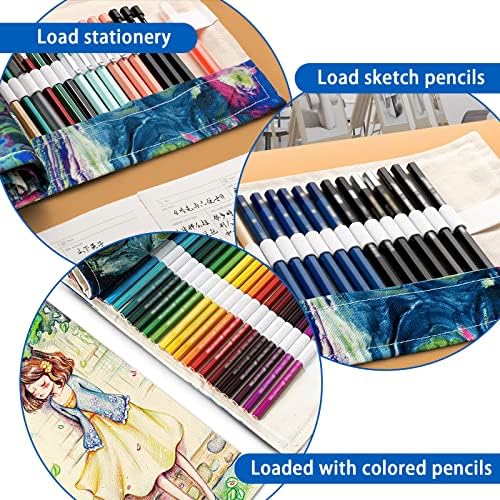 YITEXIN 72 Slots Canvas Lápis embrulhado, embrulho de lápis de tela de rolagem feita à mão, lápis colorido, para pintura de