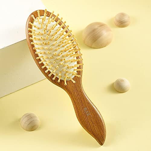 Tan Mujiang Hair Brush Iroko Wood Scalp Massage YM