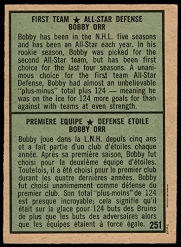 1971 Cartão regular de O-Pee-Chee251 Bobby Orr AS1 do Boston Bruins Grade Good Good