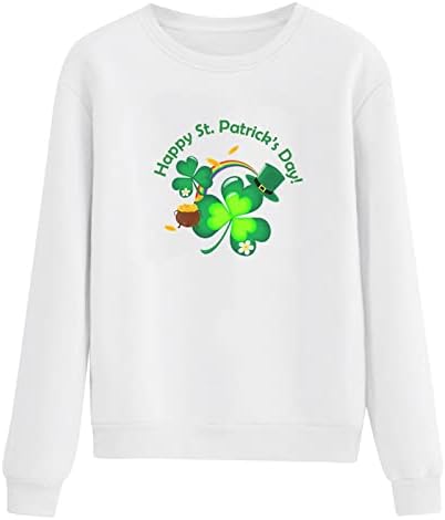 IIUs camisetas do Dia do São Patrício de São Patrício para mulheres Manga longa o moletons verdes de quatro folhas de trevo