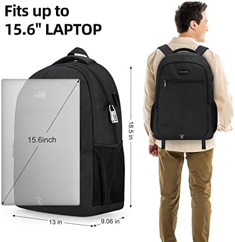 Mochila anti -roubo de Lvsocrk, mochila laptop para homens mulheres, grande mochila de viagem com porto de carregamento