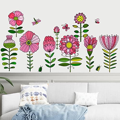 Flores do jardim Decalques de parede da parede primavera floral borboleta abelha adesivos de parede de pássaro removíveis Murais