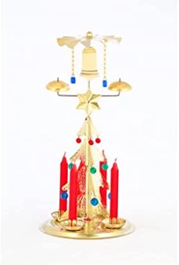 Christmas Ringling Tree Gold 30 cm com 4 velas originais Produto tcheco / Angel Chimes / Angel Rings / Glockenspiel / Candle Carousel