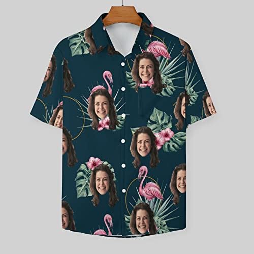 Camisa havaiana personalizada para homens camisa havaiana engraçada com rosto de botão engraçado personalizado camisa havaiana