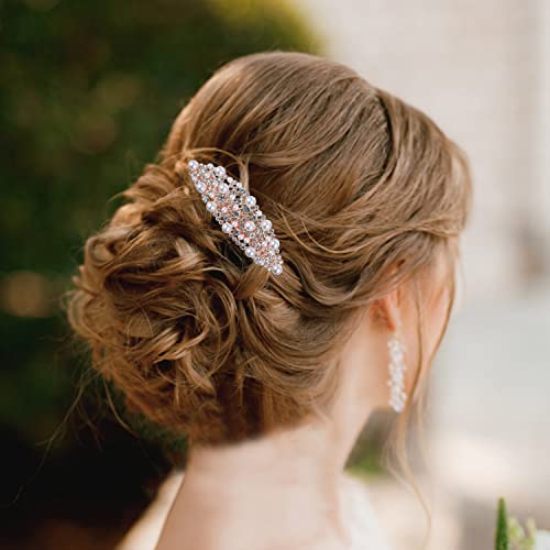Barretas de cabelo de casamento de cristal vintage, clipes de cabelo decorativos barretas de pérolas frances