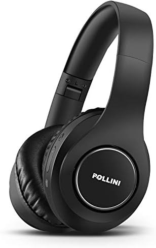 fones de ouvido Pollini Bluetooth sobre ouvido, fone de ouvido sem fio v5.0 com 6 modos de equalização, proteínas de memória suaves