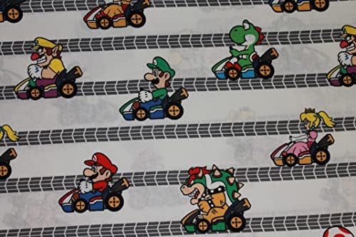 Mario Kart Stripe Fabric por Springs Creative Super Mario Luigi Princess Peach Fabric vendido pelo Fat Quarter New BTFQ