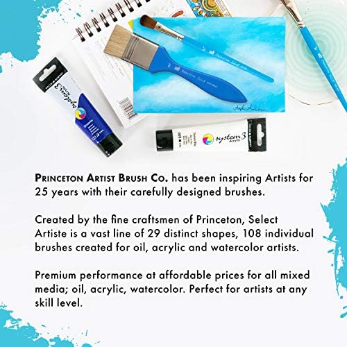 Princeton Select Artista, série 3750, pincel para acrílico, aquarela e óleo, lavagem oval, 3/4 de polegada