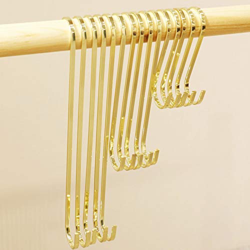 6 pacotes de ganchos planos pendurados de ouro, ganchos em forma de S, ganchos S pesados, usados ​​para utensílios de cozinha,