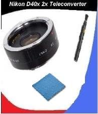 Nikon D40X 2X Teleconverter + DIGI Pano de limpeza de microfibra + caneta de limpeza de lentes Vivitar.