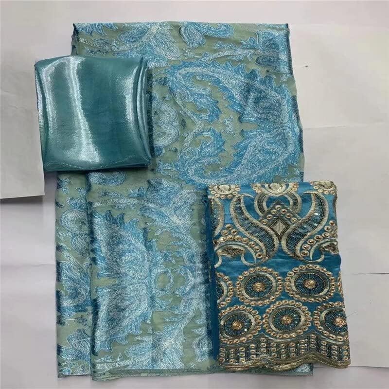 Tecido de renda africana 2+2+3,5 jardas de seda de seda africana africana com george de seda para mulheres Garmen