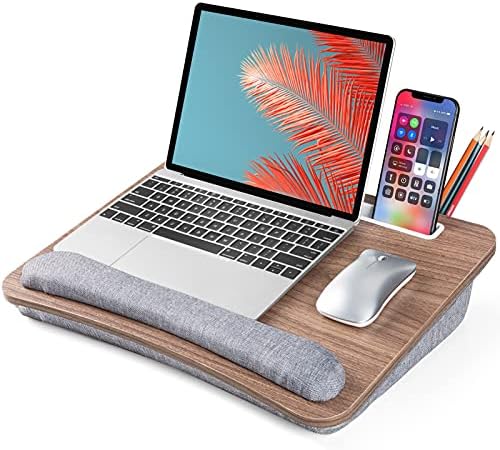 Mesa de Lap Loryergo, mesa de lap para laptop, se encaixa em até 15,6 , suporte de colo para cama e sofá, mesa de lapão com almofada,