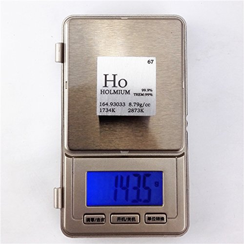 1 polegada de 25,4 mm Cubo de metal holmium envernizado 99,9% 143g Tabela periódica gravada
