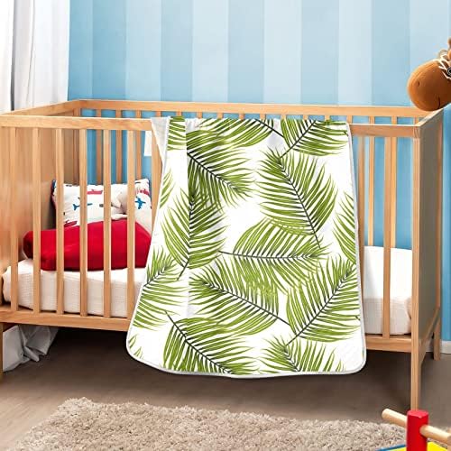 Tropical Summer Palm folhas unissex macio de bebê fofo para uma criança do berço para a creche com uma cobertor espesso