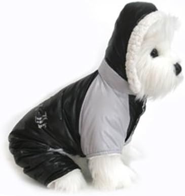 Casaco de cachorro - Ruffin 'it Snowsuit - preto e cinza - pequeno