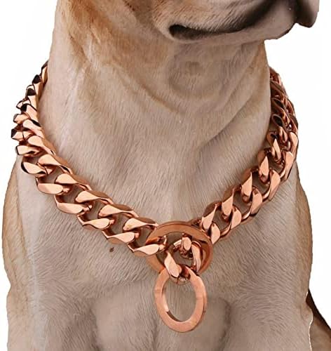 RumyPet Gold Rose Gold Chain Collar 11mm/15mm/19mm de aço inoxidável colar de corrente de ligação cubana para cães pequenos