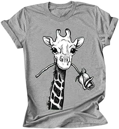 Womens plus size girafa imprimir camise
